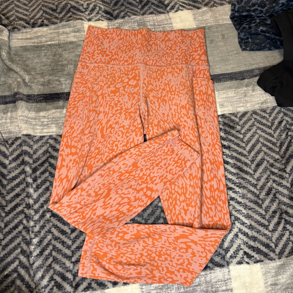 Athleta Vibrant Orange Pattern Leggings